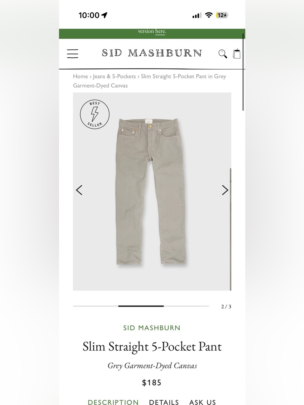 sid mashburn canvas pant 30x30 perfect condition smoke pet free home